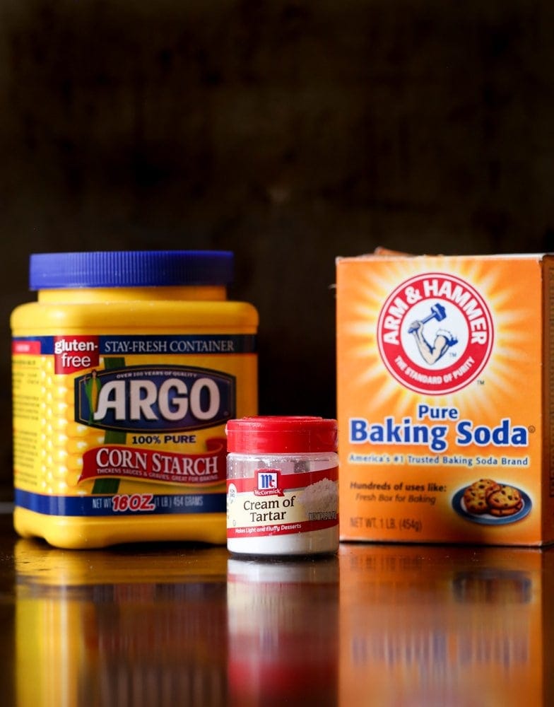 Corn starch, cream of tartar, and baking soda to make a baking powder substitute