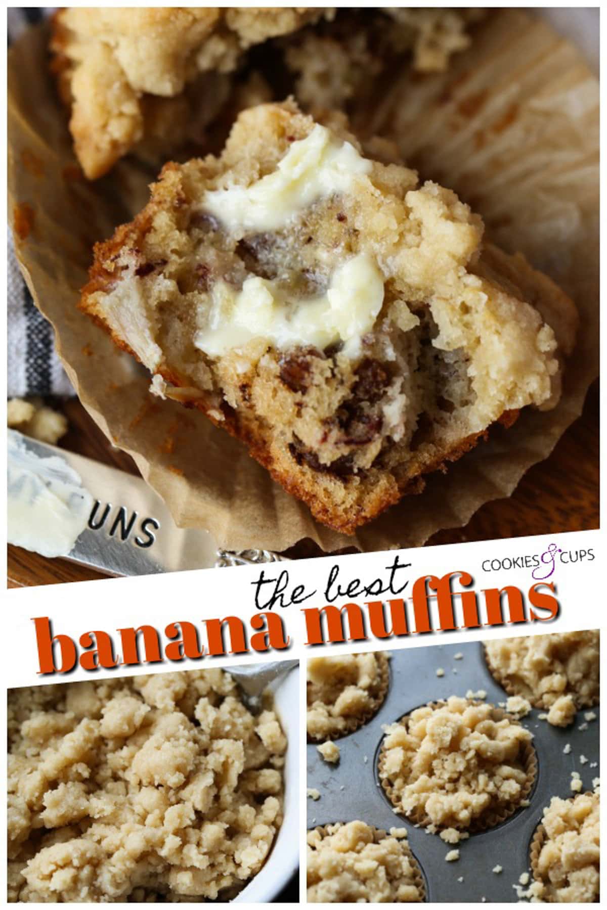 Banana Muffins Pinterest Collage