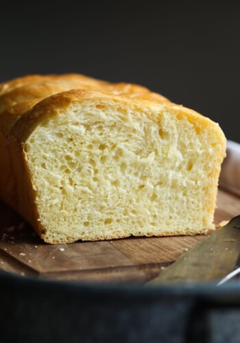 The Fluffy Interior of a Slice of Brioche Bread