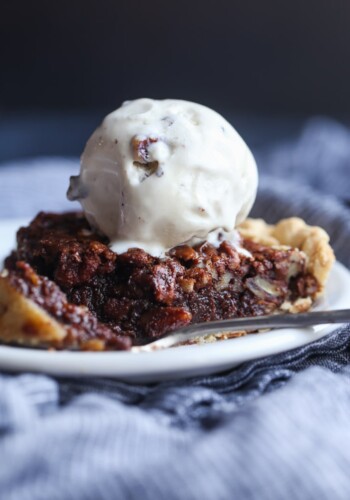Chocolate Pecan Pie on a plate