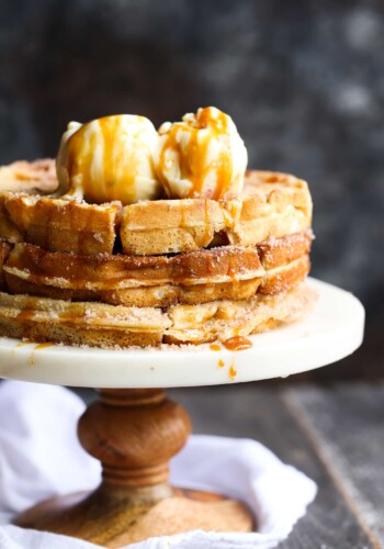 Churro Waffles made with Rapid Rise yeast! These are out of control...you can make the batter the night before and be ready to have waffles in the morning!