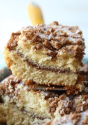 A slice of the very best coffee cake recipe ever!