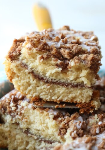 A slice of the very best coffee cake recipe ever!