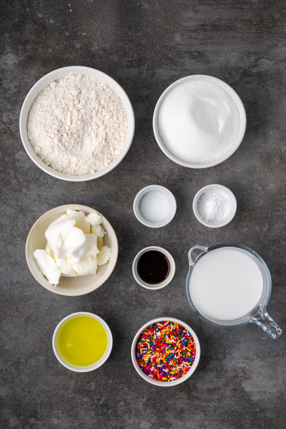 The ingredients for confetti cake.