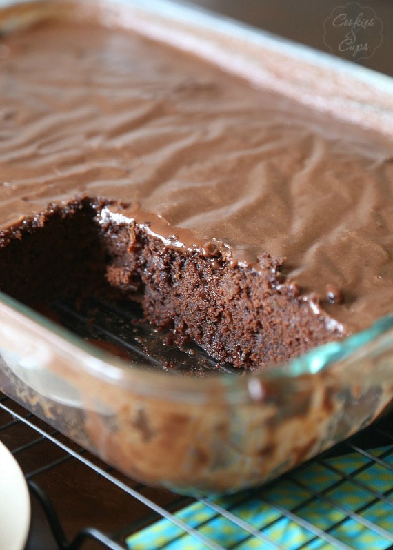 Zucchini Cake...a dense rich chocolate cake with a poured frosting..almost like a brownie, but all cake!