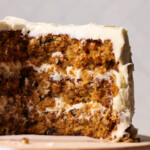 a whole layered carrot cake sliced