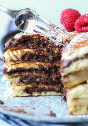 Nutella Stuffed Pancakes are an over the top pancake recipe filled with creamy Nutella