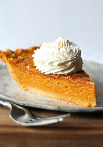 A Piece of Old Fashioned Sweet Potato Pie on a Plate